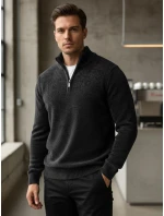 Pánský svetr s límečkem tmavě šedý FashionStreet WX2351