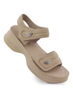 Dámské sandály na silné podrážce s pásky na suchý zip béžové model 21904815 - Potocki Dámské sandály na silné podrážce s pásky na suchý zip béžové model 21904815 - Potocki
