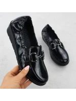 Dámské polobotky z lakované kůže na platformovém podpatku černé Rieker L5352-00