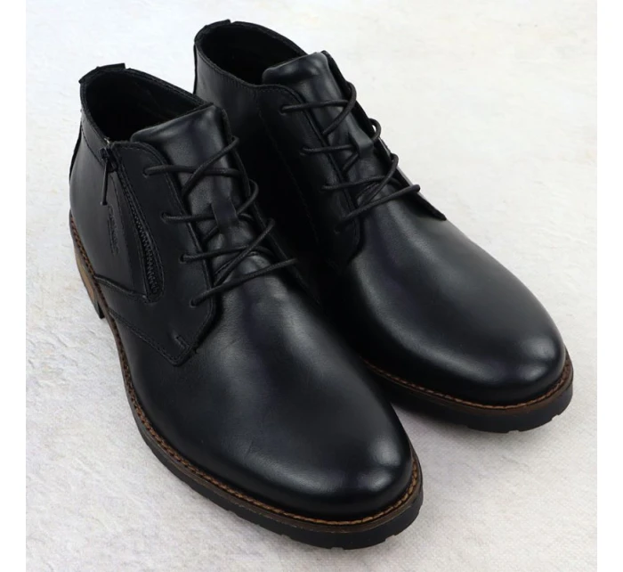 Pánské kožené boty černé model 21905319 Pánské kožené boty černé model 21905319