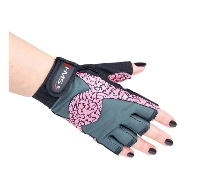 Gymnastické rukavice Pink/Gray W HMS RST03 r.M dámské