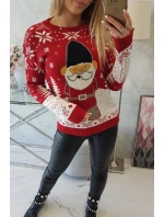 Vánoční svetr se Santa model 18748061 červený - K-Fashion Vánoční svetr se Santa model 18748061 červený - K-Fashion