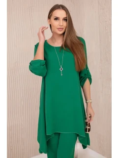 Sada halenky + kalhot s přívěskem zelený