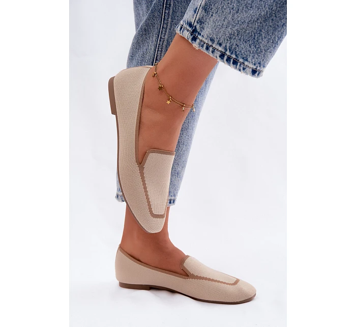Dámské mokasíny z textilu Ploché Béžové Selisa