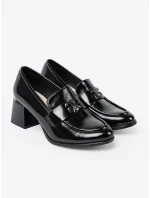 Pohodlné  polobotky dámské černé na širokém podpatku