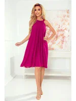 Dámské šifonové šaty ve fuchsiové barvě se zavazováním model 22148368 - numoco