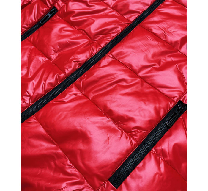 Červená metalická bunda s barevnou podšívkou (W708)