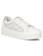 Bílé kožené polobotky na platformě Filippo DP7668/26