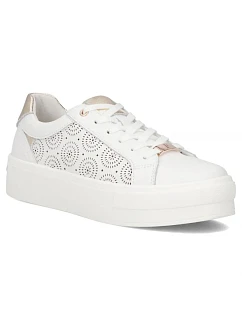 Bílé kožené polobotky na platformě Filippo DP7668/26