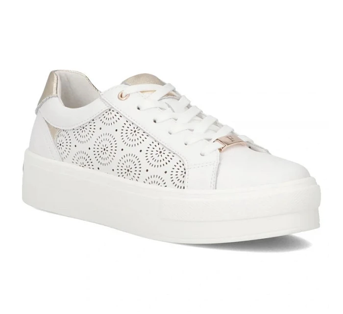 Bílé kožené polobotky na platformě Filippo DP7668/26