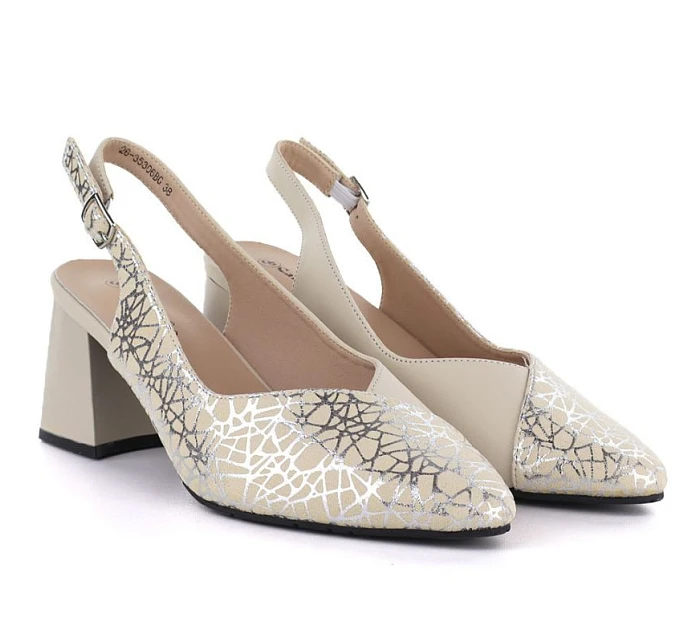 Kožené lodičky na řemínku béžové Cambell 35306