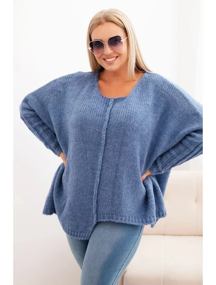 Dámský svetr Plus Size s volného střihu a rukávem 3/4 model 21259034 - K-Fashion Dámský svetr Plus Size s volného střihu a rukávem 3/4 model 21259034 - K-Fashion