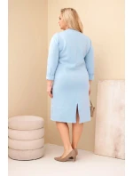 Dámská Plus Size model 21886493 máslová s výstřihem do V a rukávem modrá - K-Fashion