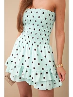 Dámský viskózový overal s puntíky s volánem mátový