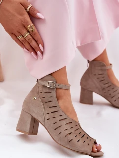 Dámské Semišové Boty Na Podpatku Maciejka Tmavě Béžové 06893-10