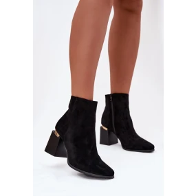 Zateplené dámské kotníkové boty na jehle z ekzem zamsz černé Brivelle Zateplené dámské kotníkové boty na jehle z ekzem zamsz černé Brivelle