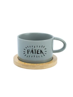 PÁTEK - šedý hrníček makronka 200 ml