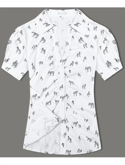 Dámská halenka s límečkem a vzorem zeber (AWY2011D) bílá - Fashion