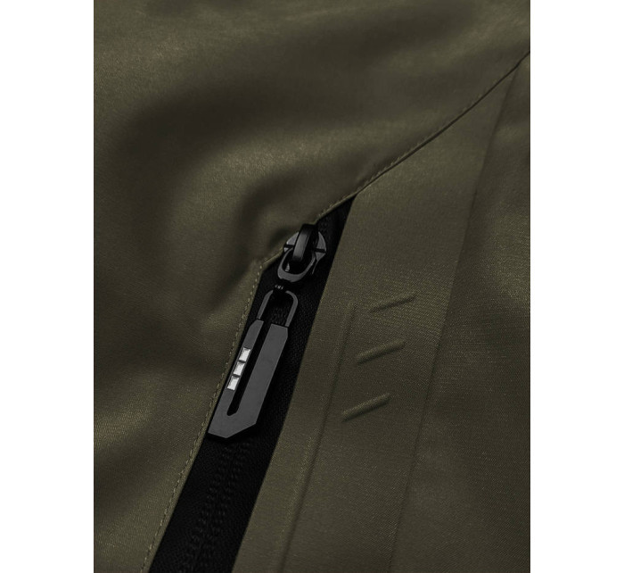Pánská sportovní bunda v army barvě s kapucí (5M3111-136)