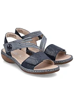 Dámské kožené sandály na suchý zip tmavě modré Rieker 65964-12