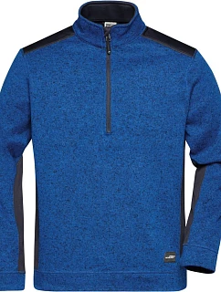 Daiber JN 864 Pánská pracovní fleece bunda 1/2 zip - Strong 02.0864 royal melange/navy