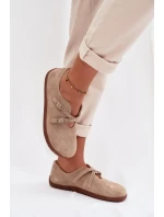 Kožené semišové polobotky Dámské s pásky béžové model 21937593 - Zazoo Kožené semišové polobotky Dámské s pásky béžové model 21937593 - Zazoo