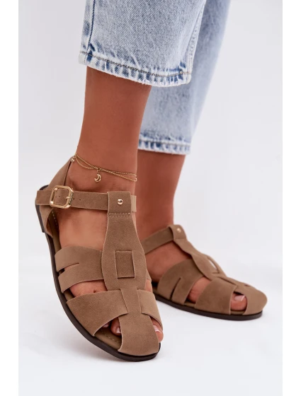 Dámské sandály Ploché Khaki model 21960876 - Boto Dámské sandály Ploché Khaki model 21960876 - Boto