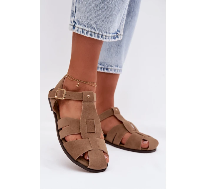 Dámské sandály Ploché Khaki model 21960876 - Boto Dámské sandály Ploché Khaki model 21960876 - Boto