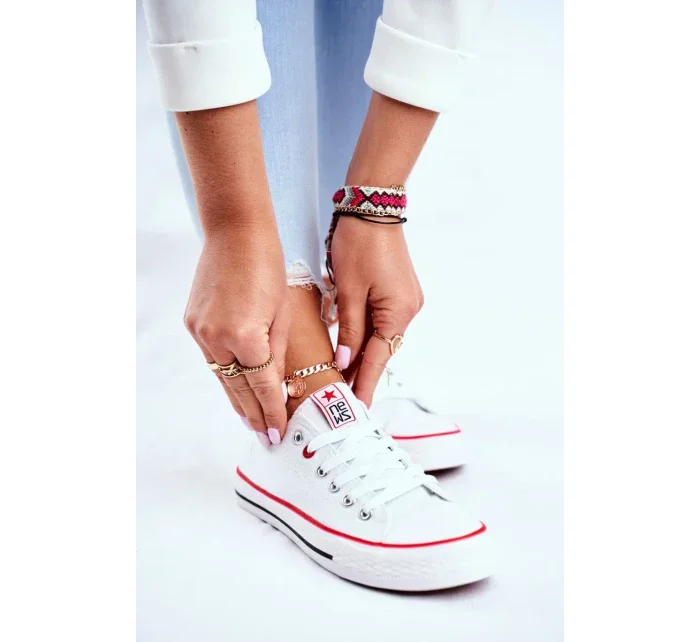 Dámské Klasické Tenisky Bílé S červeným Lemováním Ecoma