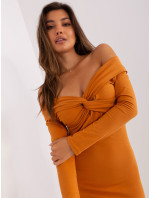 Světle oranžové vypasované španělské bavlněné šaty
