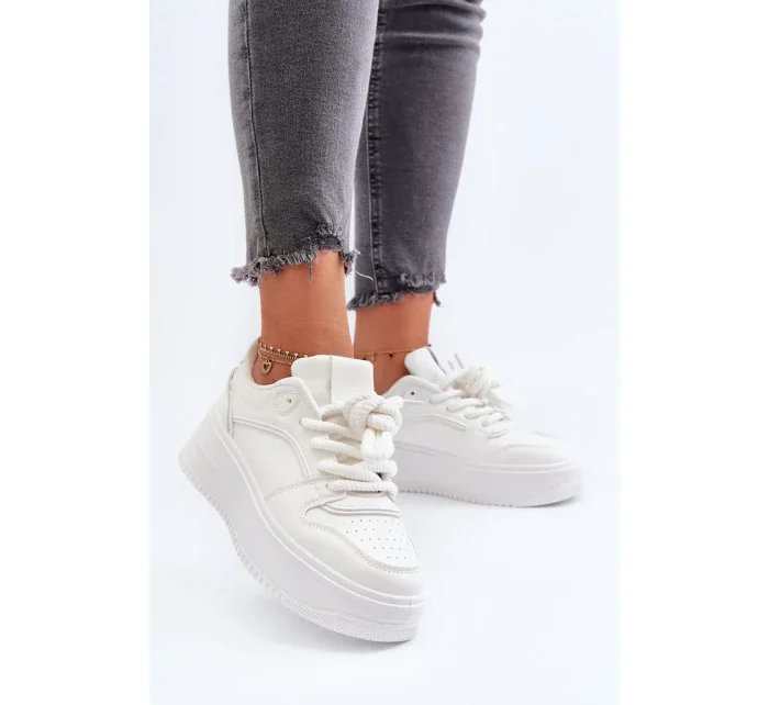 Dámské Tenisky na platformě Eco Leather White Vhisper Dámské Tenisky na platformě Eco Leather White Vhisper