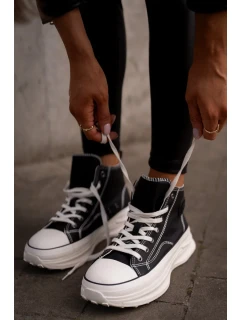 Dámské Tenisky Na Platformě Eko Kožené Big Star Černé