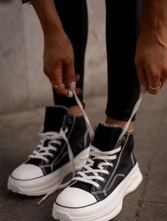 Dámské Tenisky Na Platformě Eko Kožené Big Star Černé