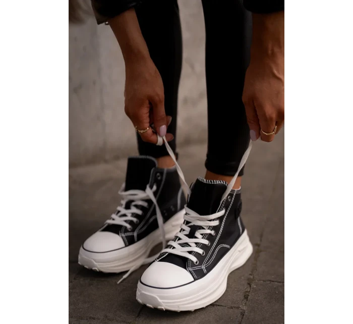 Dámské Tenisky Na Platformě Eko Kožené Big Star Černé Dámské Tenisky Na Platformě Eko Kožené Big Star Černé