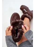 Šněrovací Dámské Trapery S Kožešinou Tmavě Hnědé Vaminia