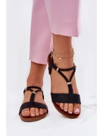 Dámské ploché sandály s pásky S.Barski – černé