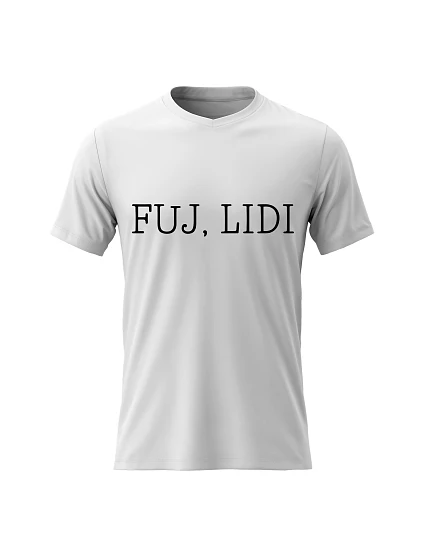 Pánské bavlněné tričko s potiskem - FUJ, LIDI - bílé Pánské bavlněné tričko s potiskem - FUJ, LIDI - bílé
