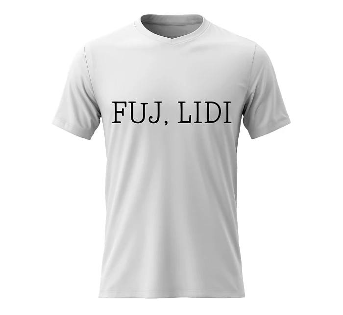 Pánské bavlněné tričko s potiskem - FUJ, LIDI - bílé Pánské bavlněné tričko s potiskem - FUJ, LIDI - bílé