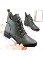 W zelené zateplené boty s podpatkem model 21270856 - JEZZI