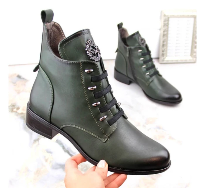 W zelené zateplené boty s podpatkem model 21270856 - JEZZI