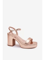 Eko Kožené Sandály Na Podpatku Růžové Zlato model 21699459 - Boto