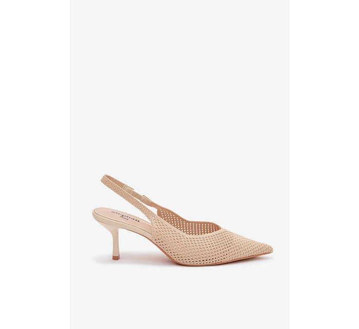 Dámské sandály z síťoviny na podpatku Béžové Emiliana Dámské sandály z síťoviny na podpatku Béžové Emiliana
