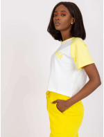 Bílé a žluté tričko s bavlněným potiskem