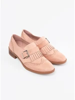 Pěkné  mokasíny růžové dámské na plochém podpatku