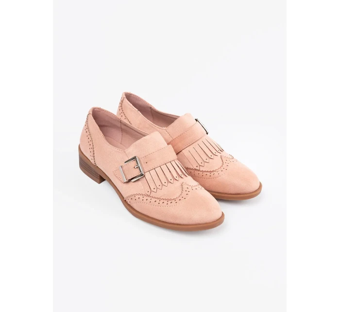 Pěkné  mokasíny růžové dámské na plochém podpatku