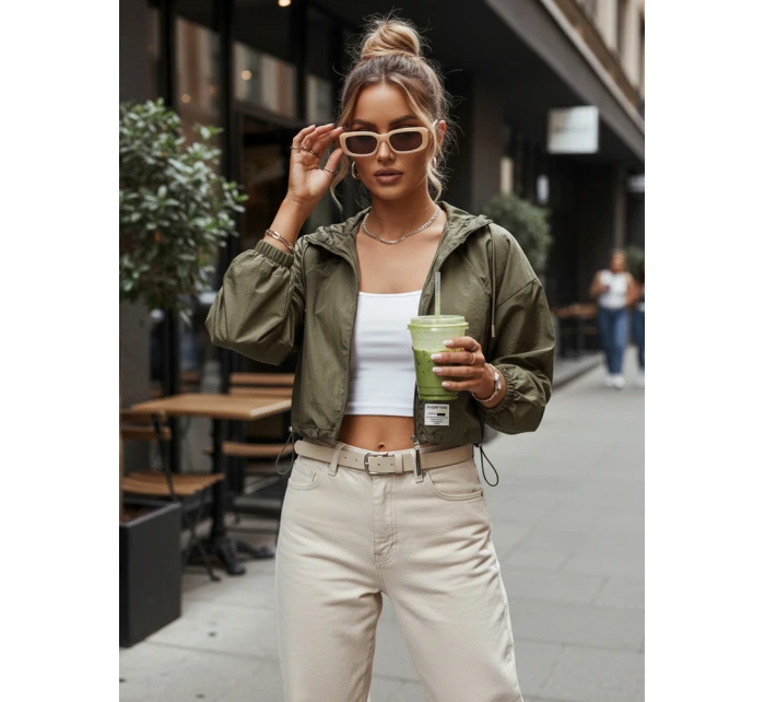 Dámská přechodná bunda s kapucí zelená Dstreet model 21974240 - FashionStreet