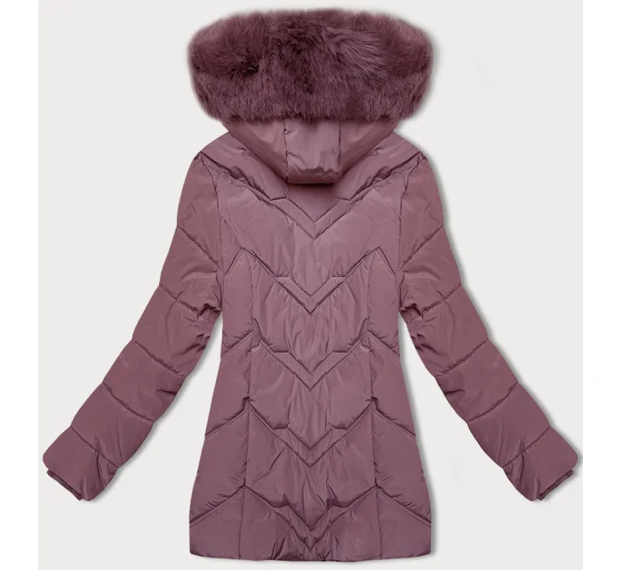 Fialová dámská zimní plus size bunda s kapucí S'west (B8300-71) Fialová dámská zimní plus size bunda s kapucí S'west (B8300-71)