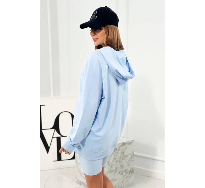 Set 3 v 1 mikina, top a krátké legíny modrý