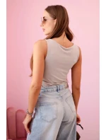 Dámská top na ramínkách s výstřihem - tmavě béžová