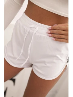 Dámské bavlněné šortky s elastickým pasem a sportovním lemem bílá